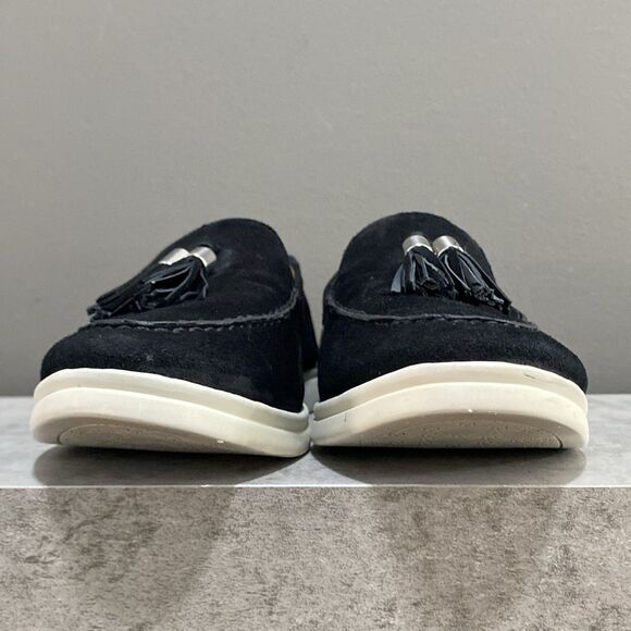 Johnston & Murphy Black Suede Fringe Tassel Loafers Size 8 Made in Brazil - Picture 8 of 13